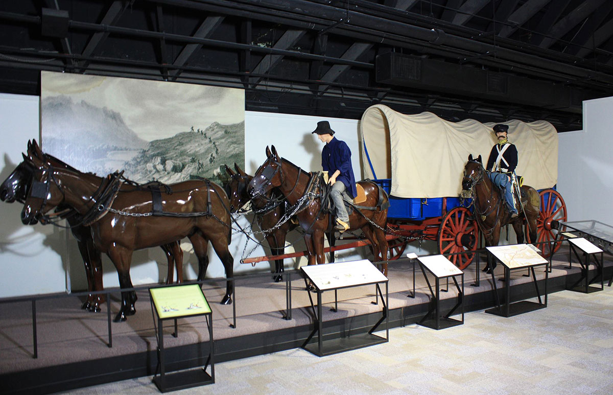 Army wagon museum exhibit at Frontier Army Museum